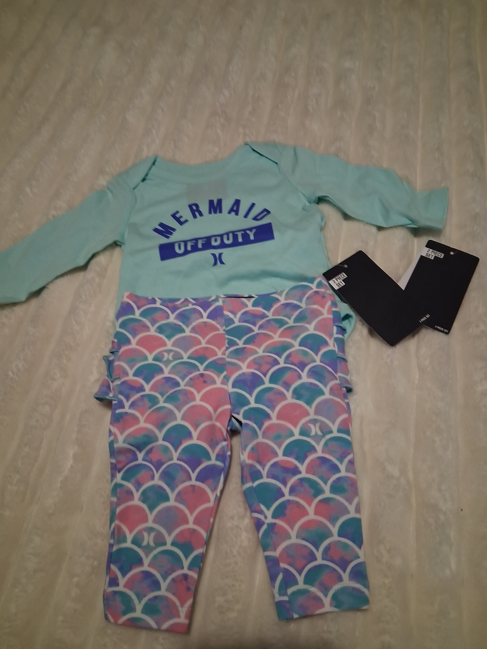 Hurley Mint Mermaid Rash Guard Set with Pastel Scale Leggings